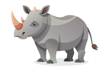  Rhinoceros Animal flat vector illustration on white background.