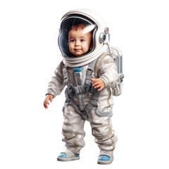 Asian girl in astronaut suit isolated on transparent background