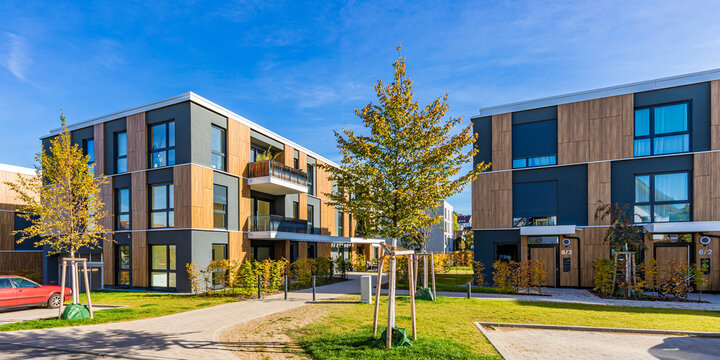 Germany, Baden-Wurttemberg, Leonberg, Modern apartment buildings in new development area