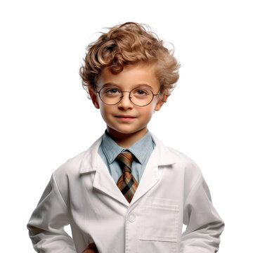 Cheerful Youngster in Make-Believe Dentist Attire Isolated on a Transparent Background
