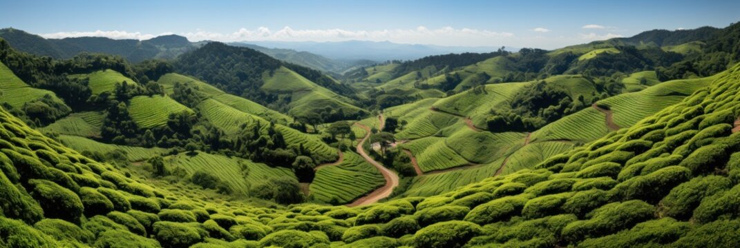 A hillside full of lush green trees covering the landscape
