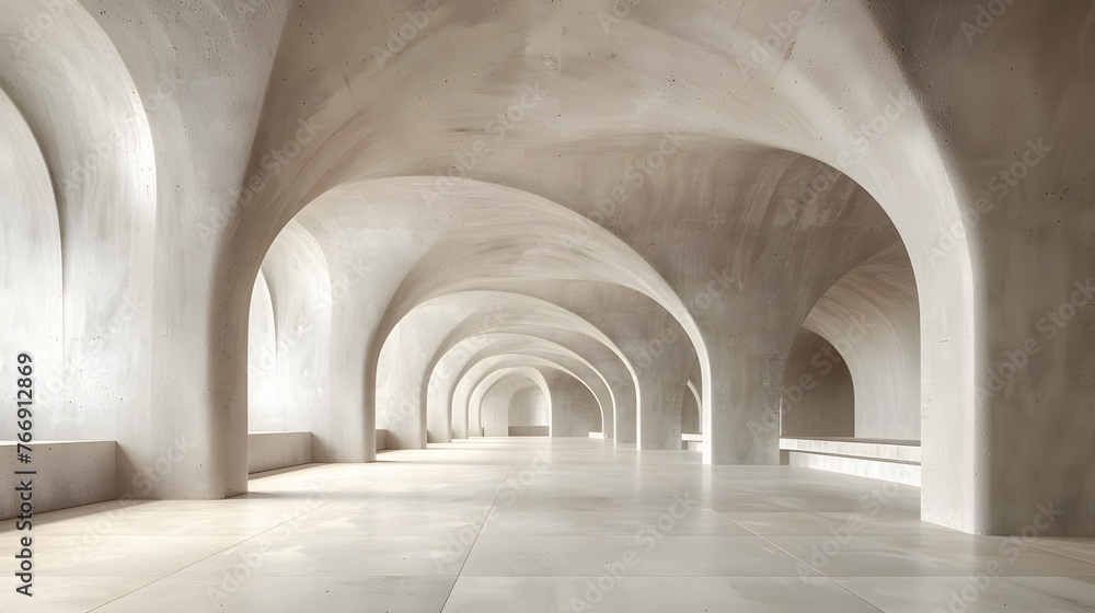 Poster 3d render of abstract futuristic modern architecture with empty concrete floor.