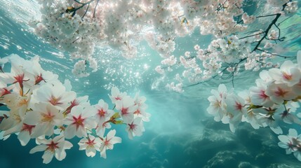 Fototapeta na wymiar Floating Flowers in Water