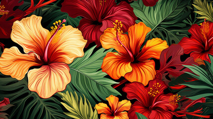 Fototapeta na wymiar hibiscus illustration, flower background, flower wallpaper, flower illustration