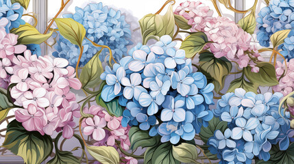 hydrangea illustration, flower background, flower wallpaper, flower illustration