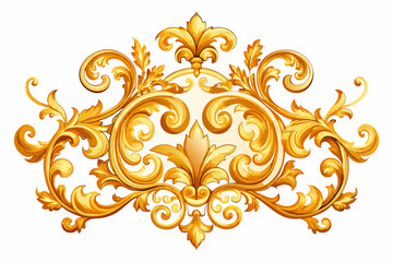 Golden baroque ornament elements on white background, vector illustration