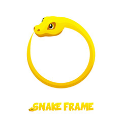 Golden Snake frame. Cartoon snake curled in a ring