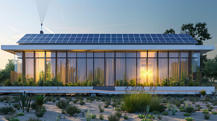 Modern Eco-Friendly Home with Passive Solar Design - obrazy, fototapety, plakaty