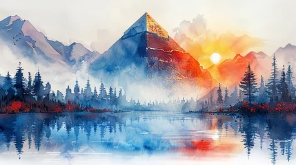 Foto op Canvas Watercolor illustration of Egypt © nolonely