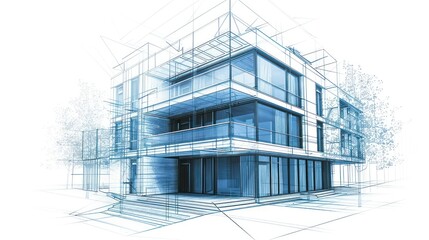 Construction blueprint, architectural concepts for building plans AI generated images.