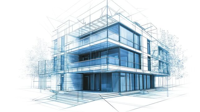 Detailed construction blueprint. architectural concepts for building plans AI generated images.