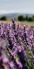 Campo de Flores de Lavanda Roxa em Dia Ensolarado