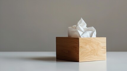 An unadorned, plain tissue box with a white setting adorning craft paper box eco friendly and space, Generative AI.