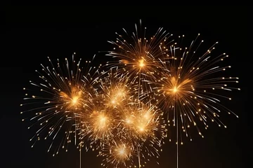 Foto op Plexiglas Generative ai on theme festive brightly fireworks on twilight background high in dark sky © oleg525