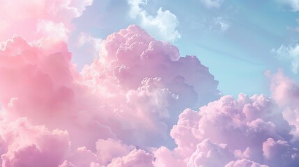 Capture dreamy and ethereal cloud formations in pastel colors, creating a serene and tranquil backdrop for advertising campaigns.  - obrazy, fototapety, plakaty