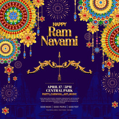 happy ram navami poster with gradient color - obrazy, fototapety, plakaty