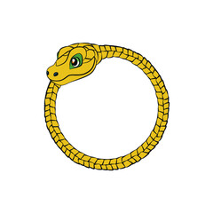 Snake frame. Cartoon snake curled in a ring