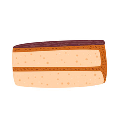 Slice of cake. Sweet bakery piece. Pastry dessert with cream. Vector illustration isolated on white background