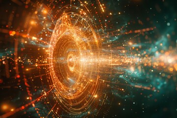 Fototapeta premium A brilliant celestial event, with energetic particles spiraling outward
