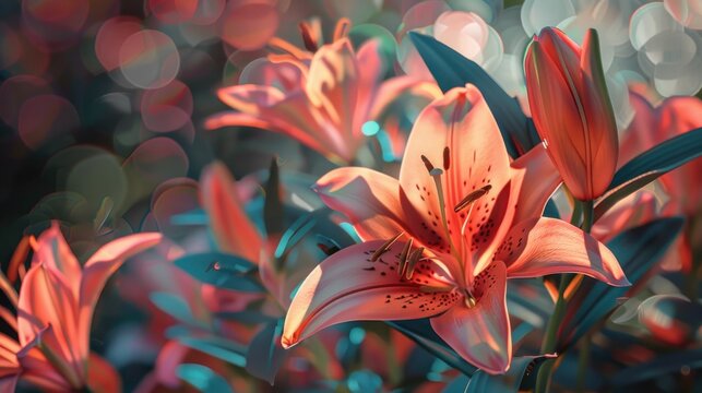 AI-generated illustration of tiger lilies or red lilies.