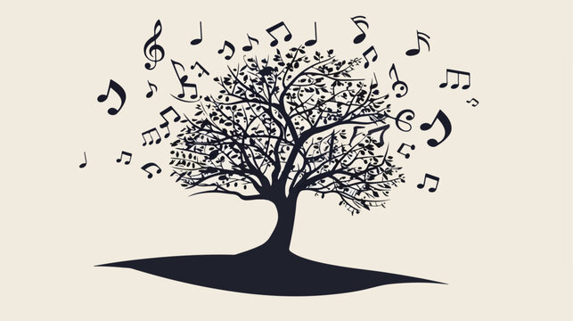 Vector tree with musical notes. vector illustration