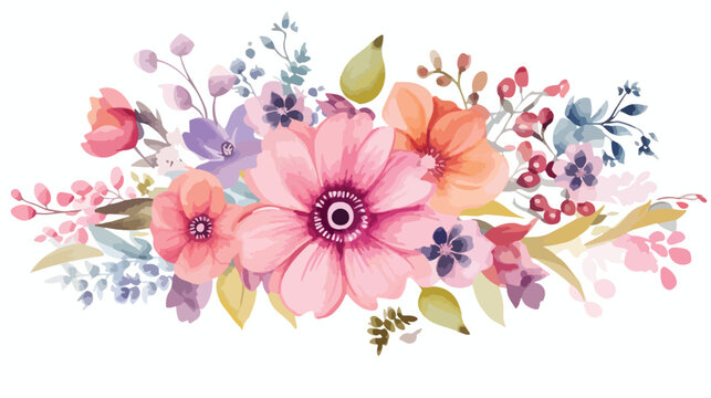 Watercolor floral arrangement flat vector 