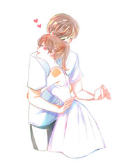 男性に抱き付く女性