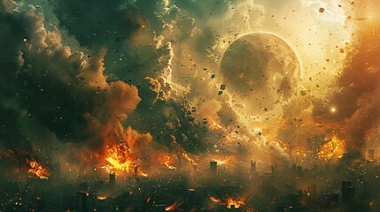 World collapse, doomsday scene, cosmic, - Powered by Adobe