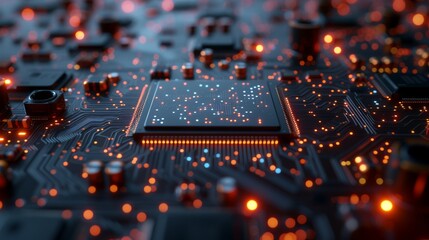 Circuit Board with many CPU Processors in the server room of the data center. Microchips Starting Artificial Intelligence Digitalization of Neural Networking, Cloud Computing Data Digital Move