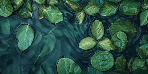 Foto op Plexiglas Vibrant Leaf Texture on Water © Аrtranq