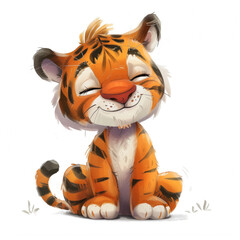 Cute Funny Cartoon Tiger, Illustration for Children Book, Generative AI