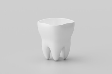 Tooth box package container isolated on white 3d background with blank oral teeth packaging product...