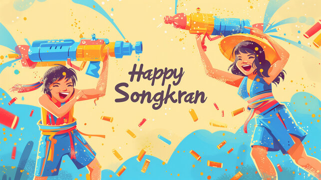 Two women, dressed in traditional Thai clothing, stand smiling next to each other as they celebrate the Songkran Festival