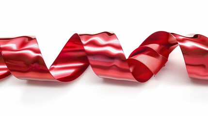 red glossy ribbon, isolated on white background