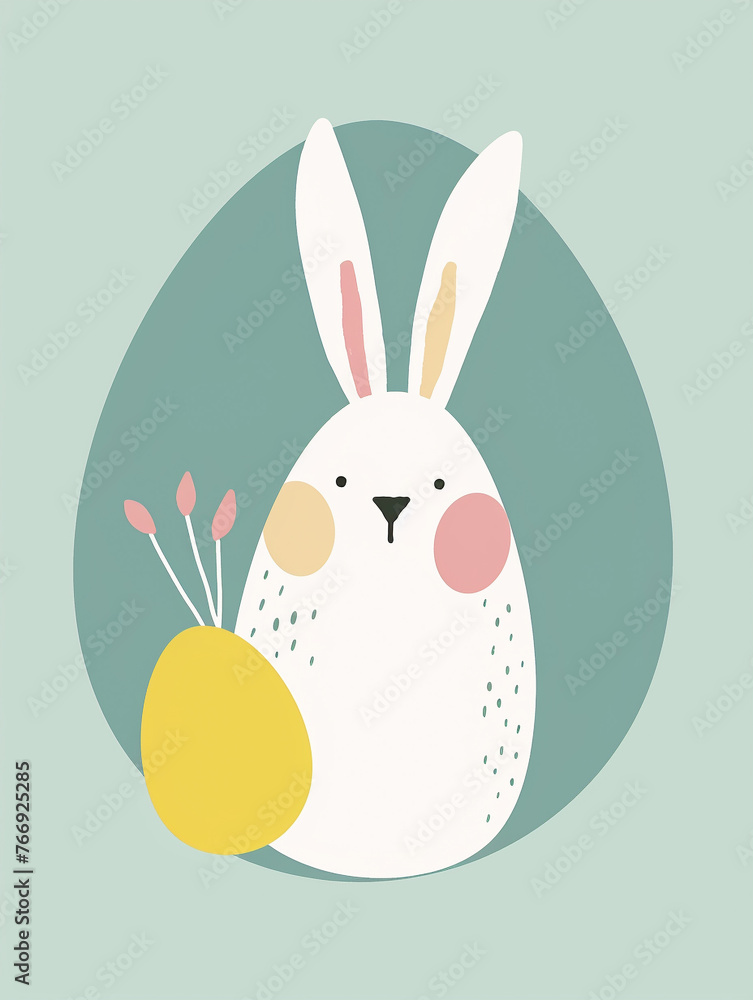 Poster cute colorful minimalistic easter art