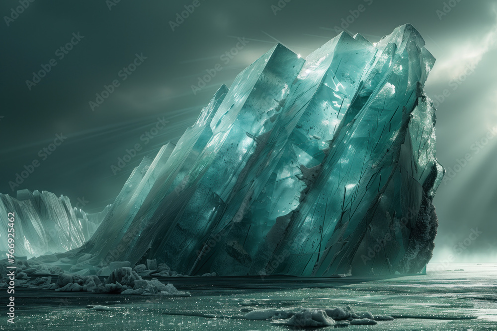 Aufkleber surreal ice glacier landscape. background image. created with generative ai technology.