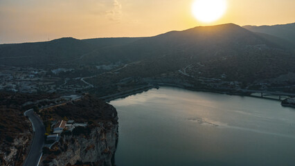 Aerial view of the Germasogeia Reservoir in Cyprus.