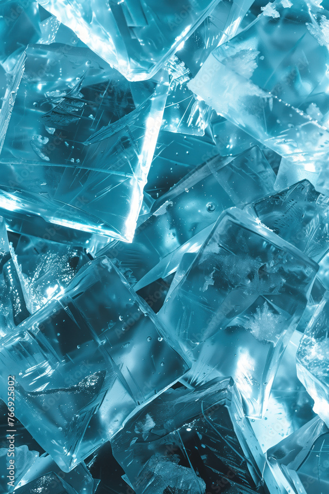 Poster closeup ice surface texture. background image. created with generative ai technology.