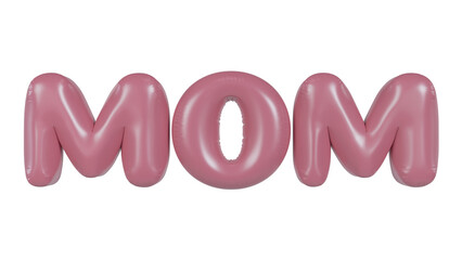 Happy Mother's Day balloons, Mom pink balloons. 3D Illustration Pink Helium balloons.