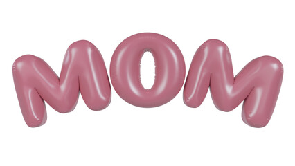 Happy Mother's Day balloons, Mom pink balloons. 3D Illustration Pink Helium balloons.
