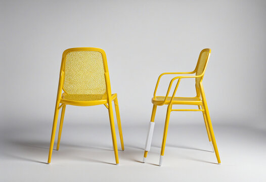 a yellow wireframe side chair isolated on a transparent background,   colorful background