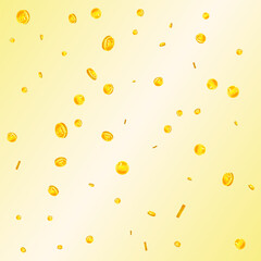 Korean won coins falling. Scattered gold WON