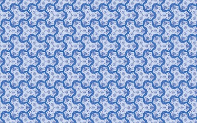 【青】三つ葉のクローバーフィールド｜幾何学模様