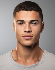 Fototapeta premium ID Photo: Young Latin Man in T-shirt for Passport 01