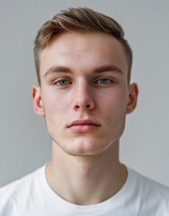 ID Photo: Young Caucasian Man in T-shirt for Passport 07
