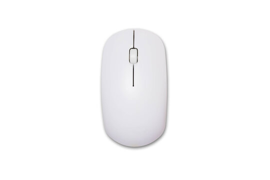 Computer mouse isolated on white background. Top view, clipping path