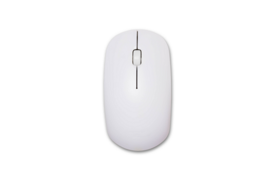 Computer mouse isolated on white background. Top view, clipping path