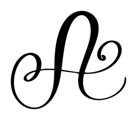 Vector calligraphy hand drawn letter A logo. Script font. Handwritten brush style