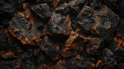 Premium Black Coal Texture: Energy, Natural, Dark Background - obrazy, fototapety, plakaty