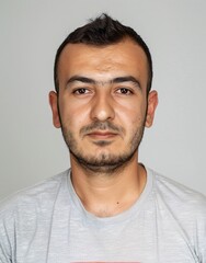 Fototapeta premium ID Photo: Turkish Man in T-shirt for Passport 01